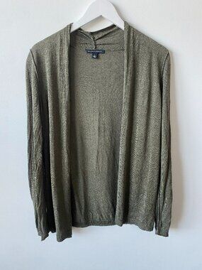 Banana Republic Olive Green Open Front Cardigan Medium | Lightweight Linen Blend